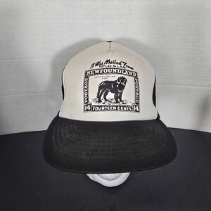 Vintage Newfoundland Dog Stamp Snapback Hat Cap